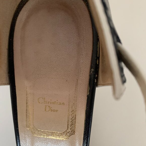 Christian Dior Navy and White Spectator Ankle Strap Heels - Picture 7 of 10